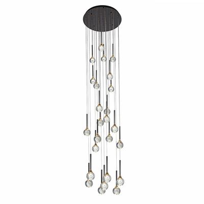 Enzo Staircase Chandelier Ss + Alu+Crystal D60 Xh20X W60 Led Black/Clear Zl2564/25B